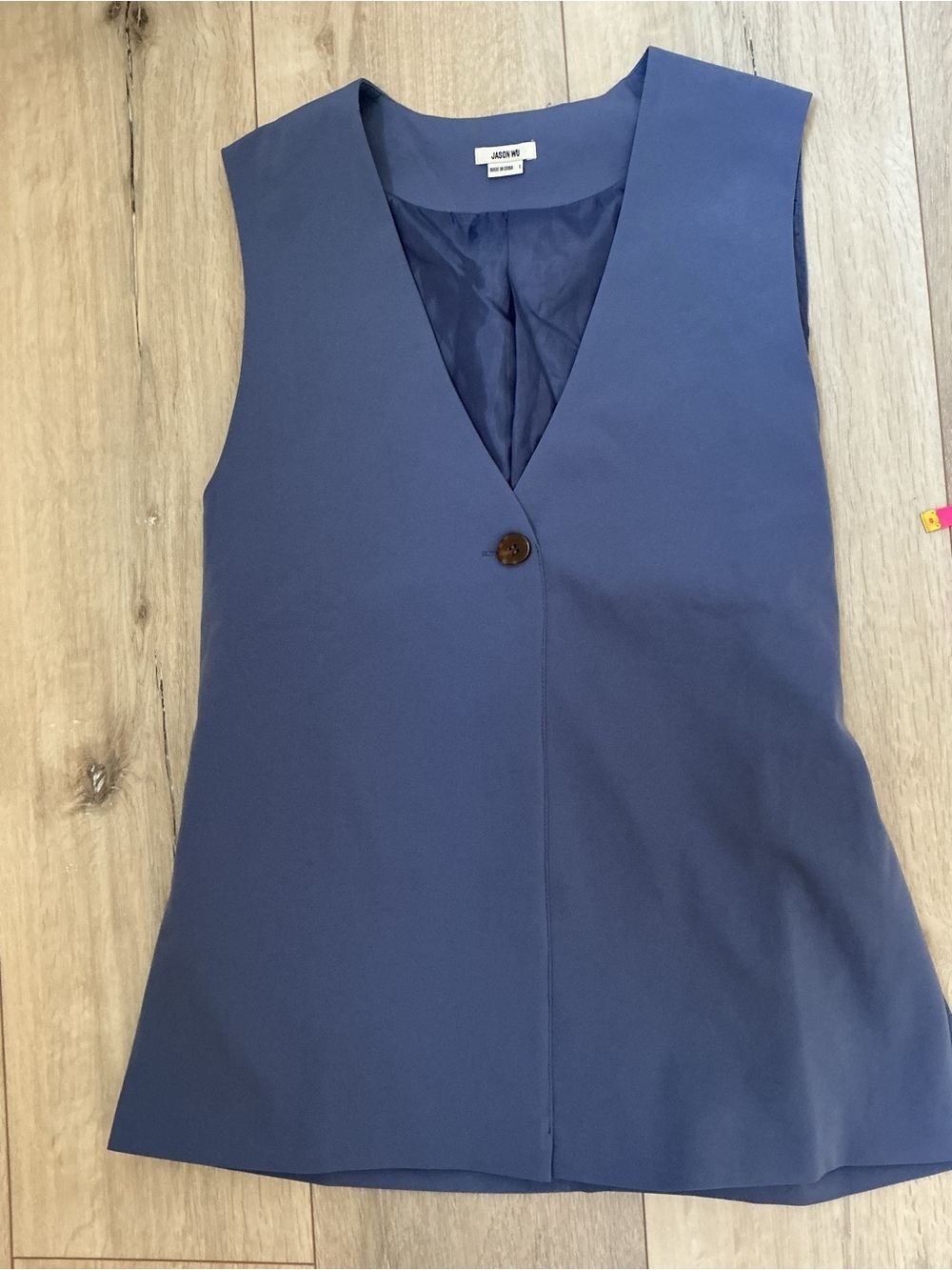Jason Wu Blue Sleeveless V-Neck Button Front Tunic - Picture 6 of 10